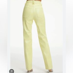 Good American lemon lime faux leather pants. NEVER WORN. Size 10